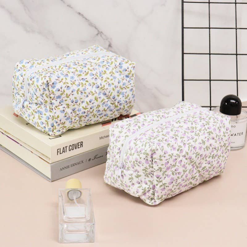 DITSY QUILTED COTTON FLORAL COSMETIC POUCH BAG | 40P557: Pink