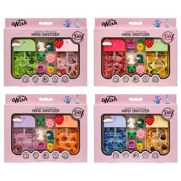 Assorted Charm Collection Sanitizer Case (20 Units: 5 each Coconut Salted, Dragonfruit Golden, Vanilla Sweet, Violet Plum)