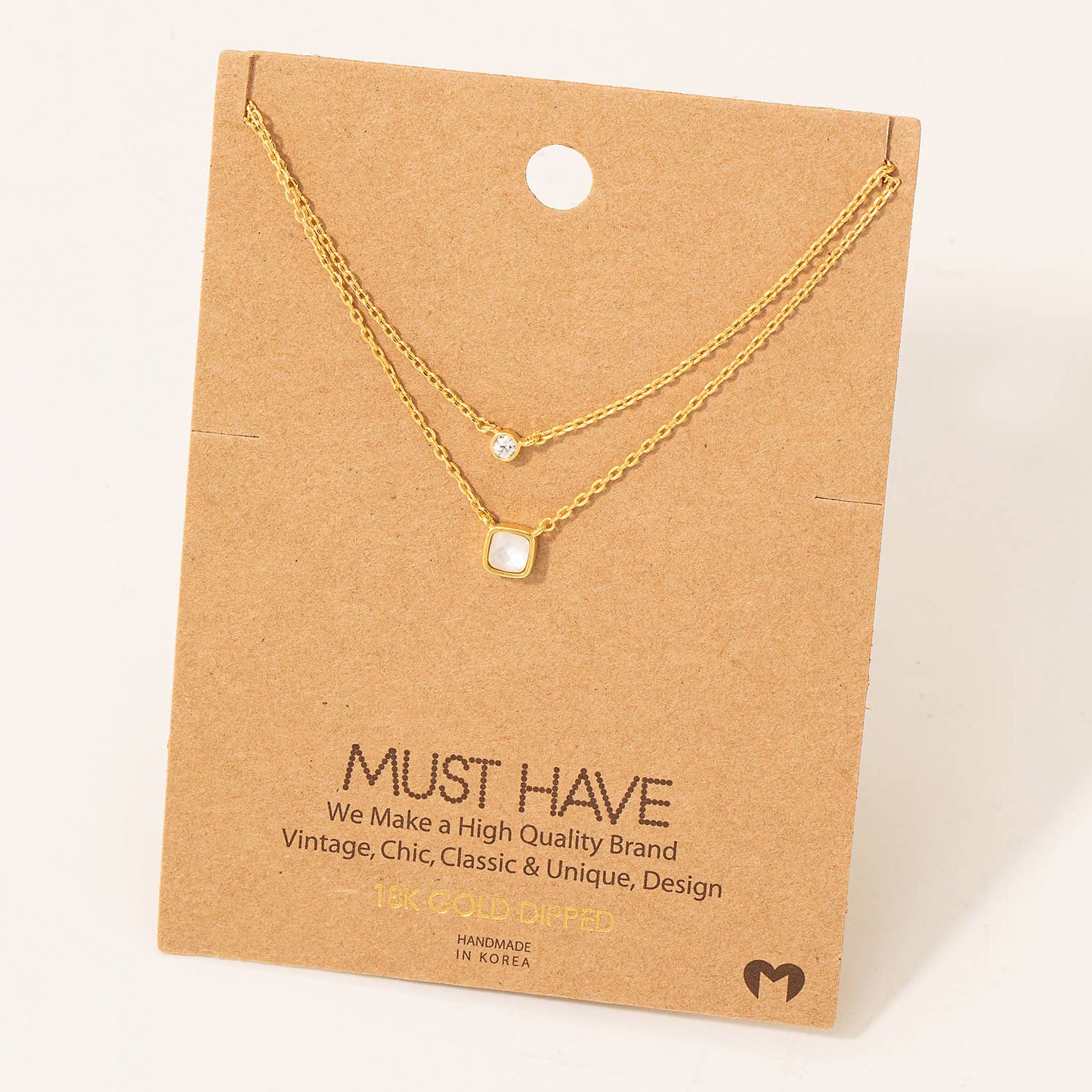 Square And Circle Pendant Necklace: MI