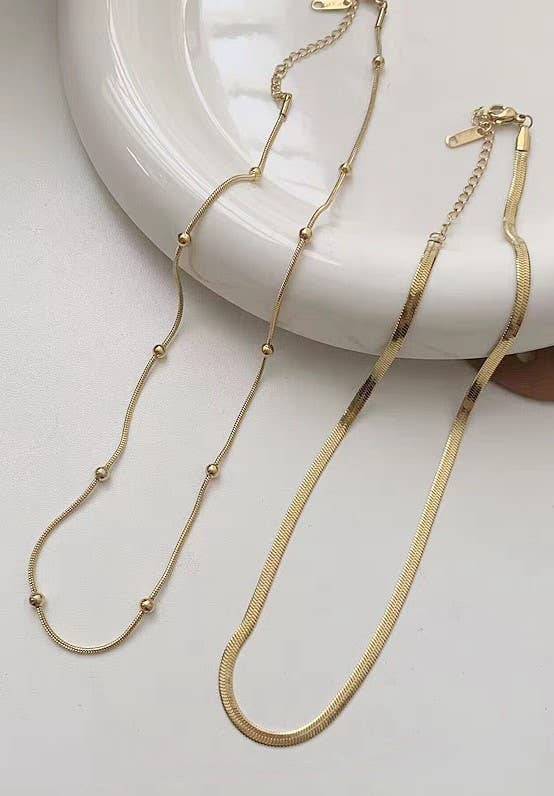 STAINLESS STEEL WATERPROOF TARNISH FREE NECKLACE | 40NK320: Gold