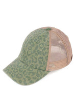 Load image into Gallery viewer, C.C Leopard Pattern Ponytail Baseball Cap: Gray