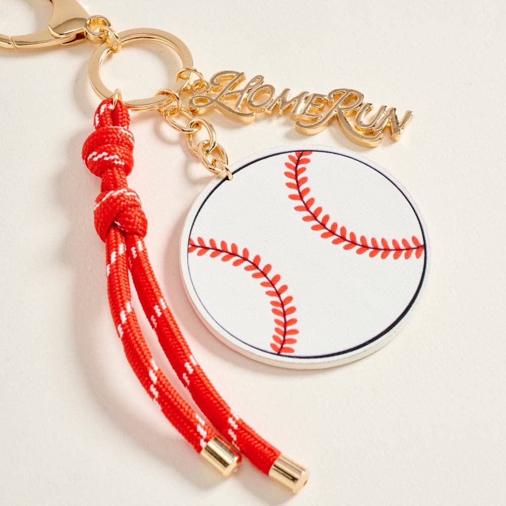 7 Inch Leather Baseball Homerun Charm Keychain Bag Charm: Blue / ONE