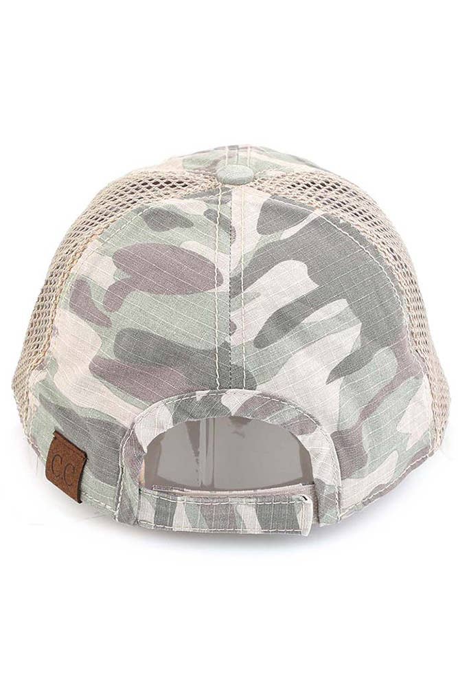 C.C American Flag Embroidery Camo Baseball Cap: Beige