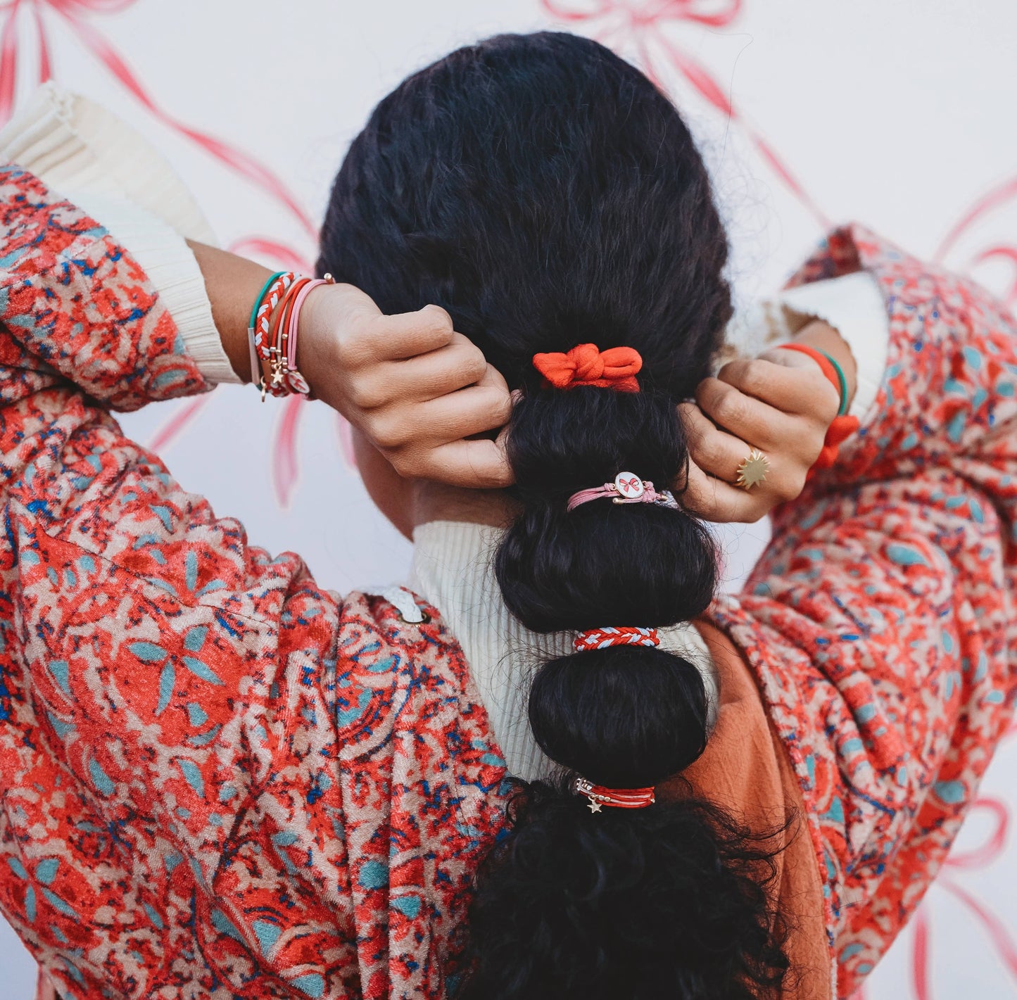 "Joy" Holiday Bow Hair Tie Bracelets: Medium