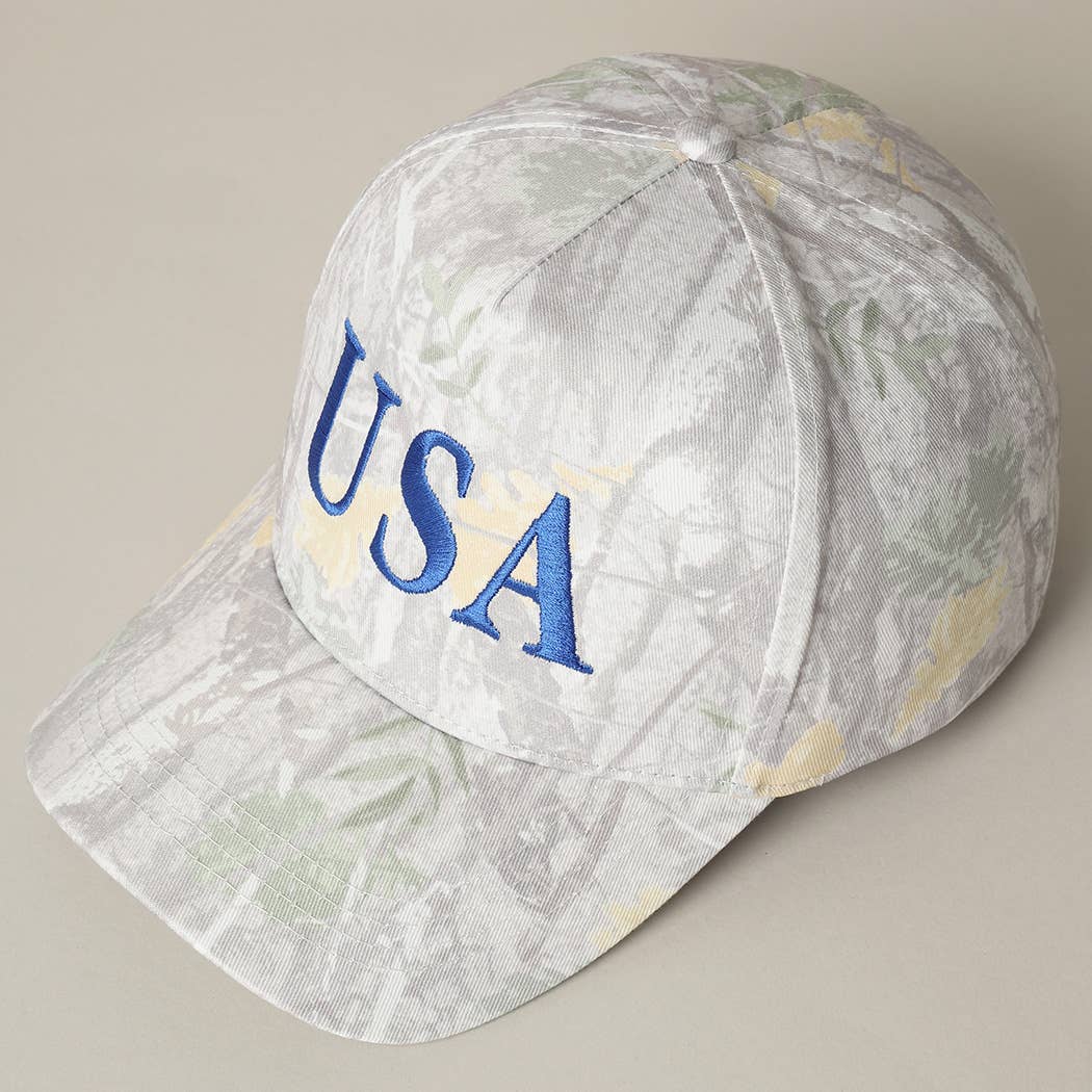 USA Letter Embroidery Camo Print Baseball Cap: BEIGE CAMO-BEIGE / ONE SIZE
