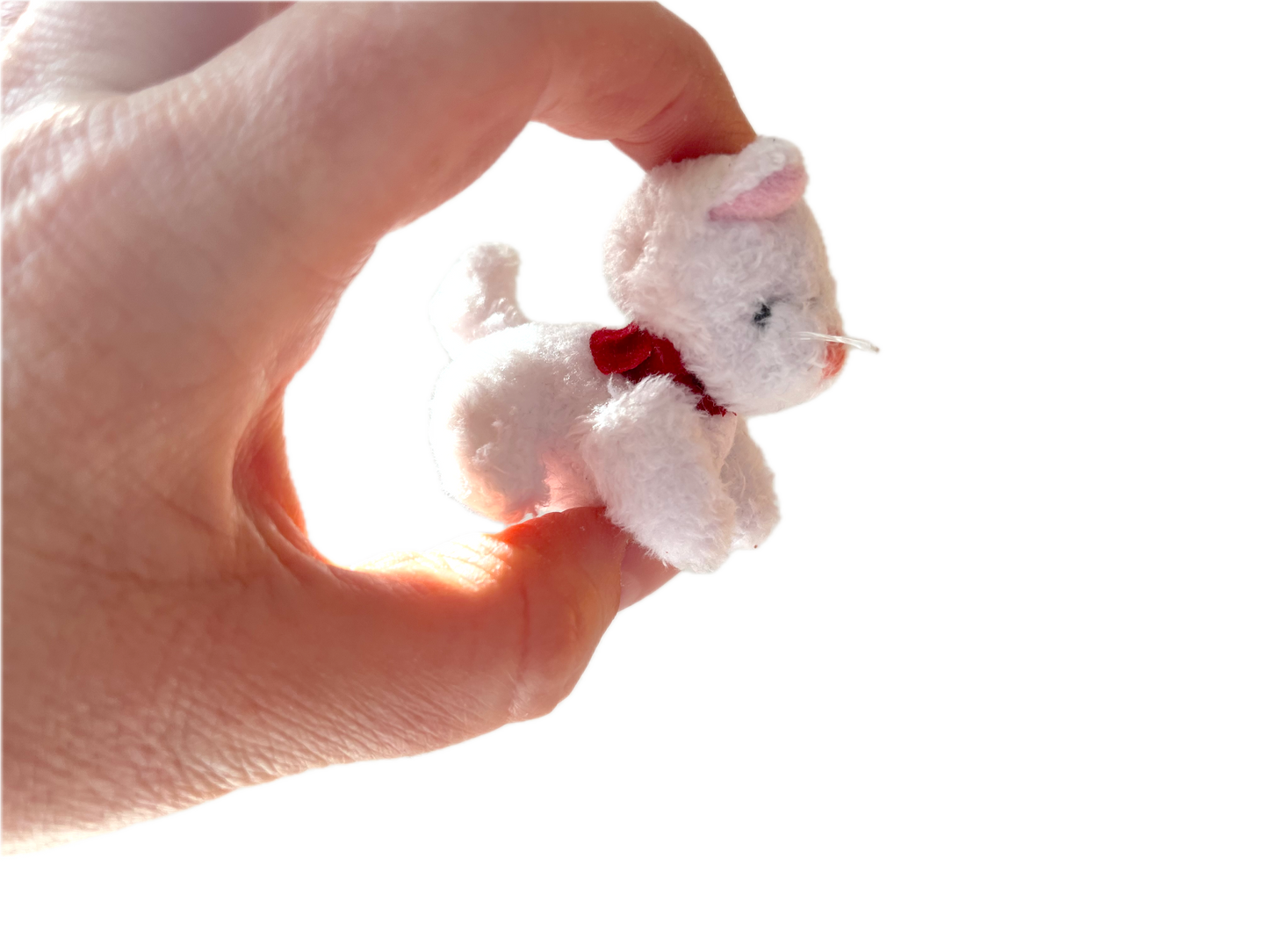 Small Plush Kitty Cat Christmas Ornament Bag Charm (white) 