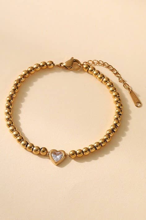 18K STAINLESS STEEL TARNISH FREE BEADED BRACELET | 40B5124: GOLD