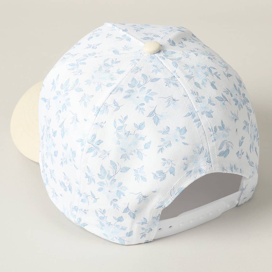 MAMA Embroidered Flower PatternTrucker Hat: BLUE/BEIGE / ONE SIZE