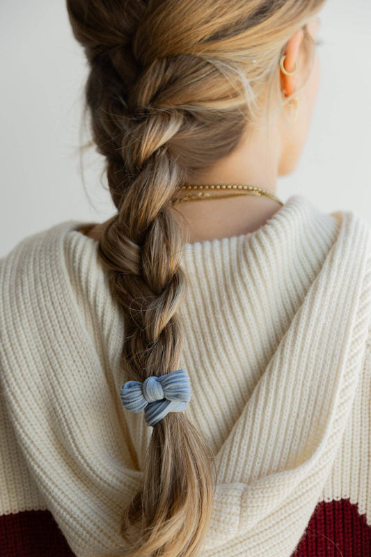 BOW SLICK BACK PONYTAILS (PACK OF 3): CLOUD
