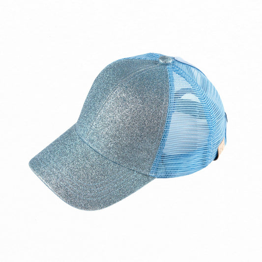 CC Kids Glitter Pony Caps ( KIDS BT-6 ): Light Blue / C.C KIDS ® Tag || Fits Size 1T - 4T || (Head Circumference 17" - 20”)