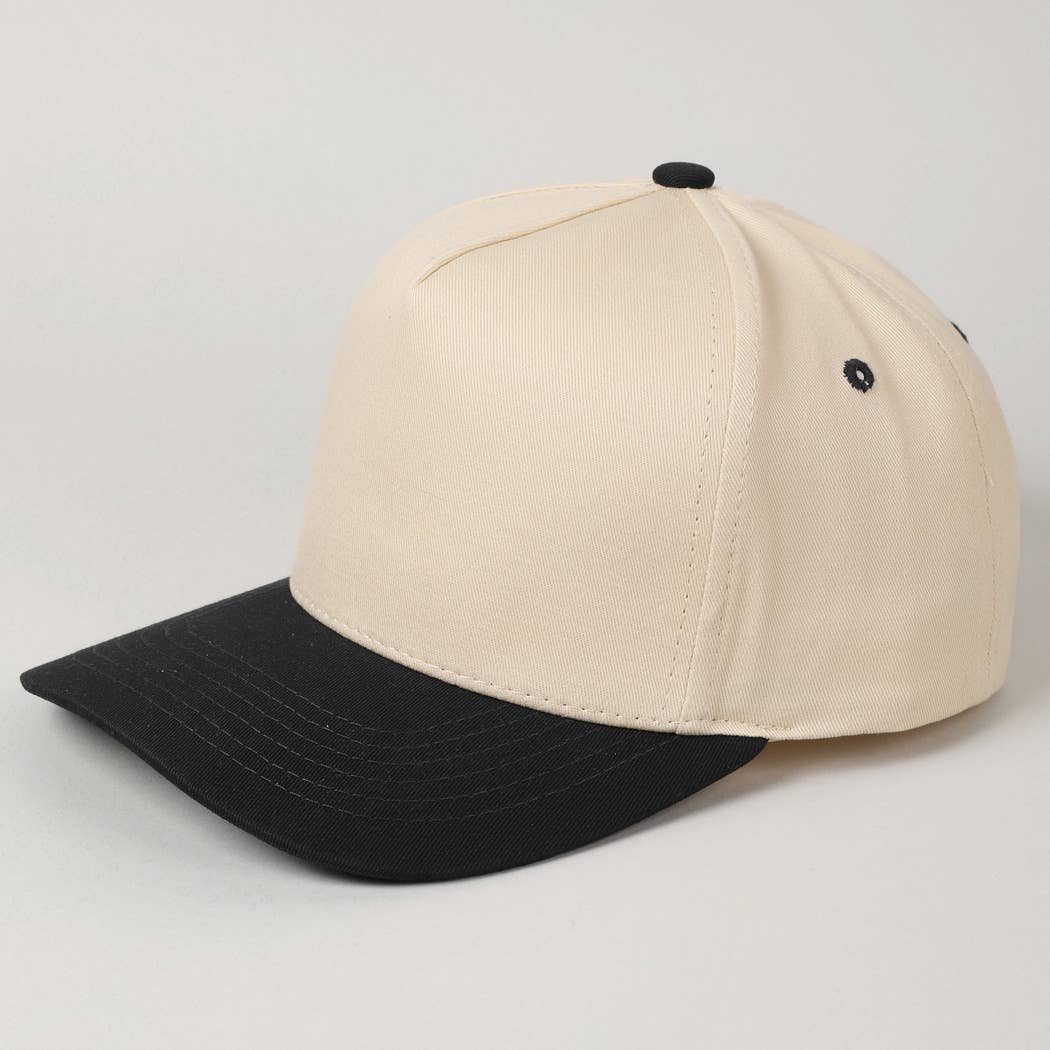 Kids Plain Two Tone Canvas Cotton Baseball Cap : LT PINK / ONE SIZE