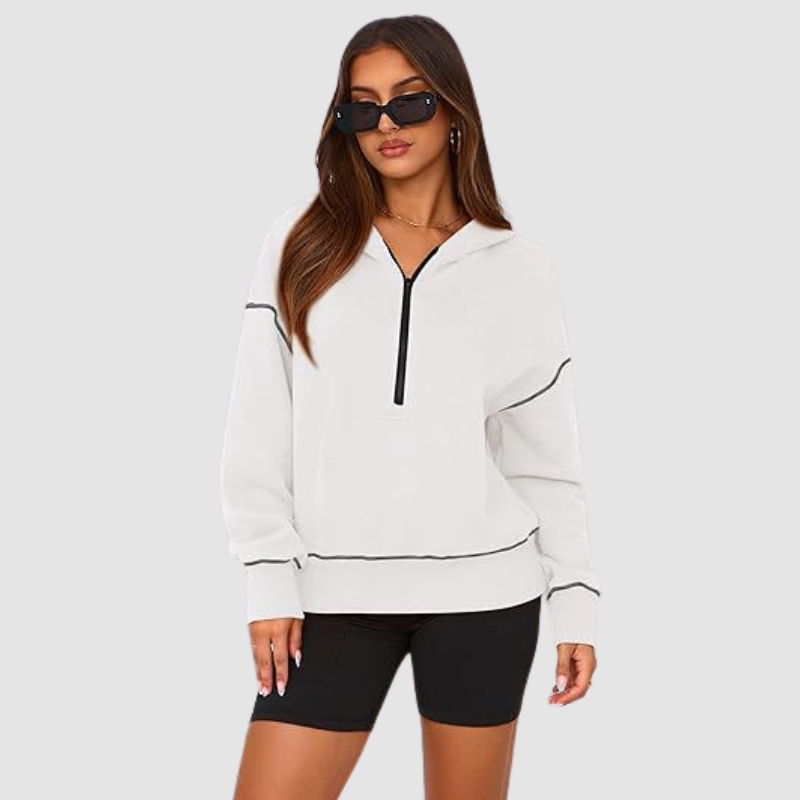 Wholesale pullover hooded half-zip sweatshirt: Grey / S