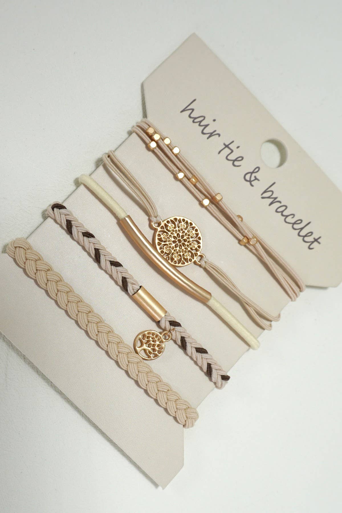 BOHO DUAL FUNCTION KNOT BRACELET HAIR TIES | 40BH100: Pink