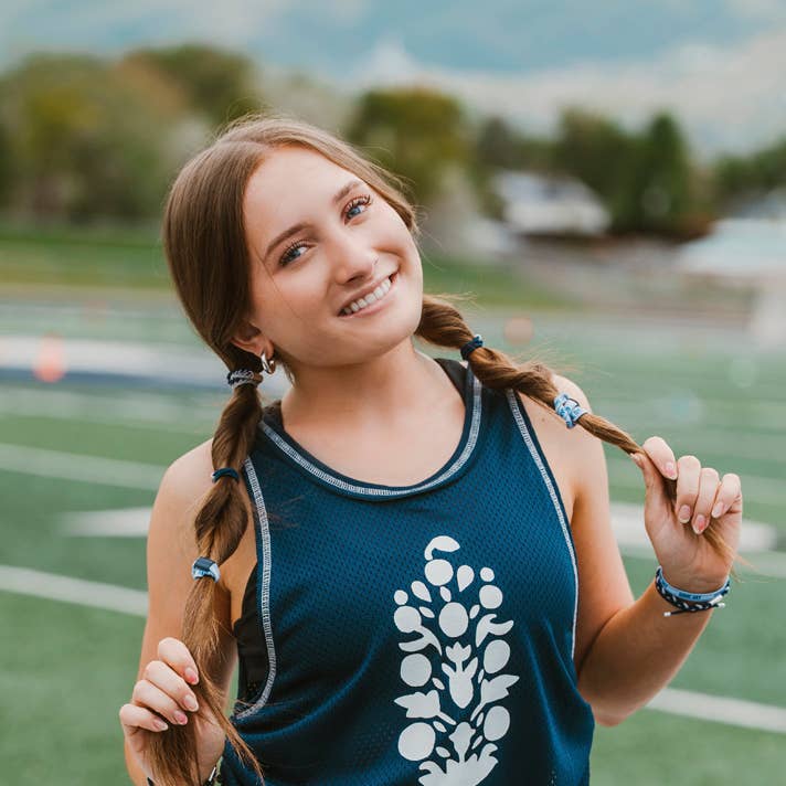 "Game Day" Navy/Gray Hair Tie Bracelets : Large
