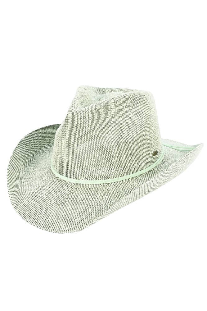 C.C Metallic Band Trim Cowboy Hat: Beige