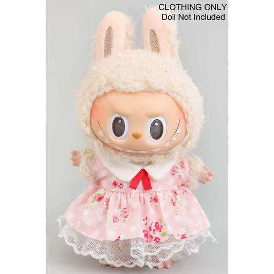 LACY FLORAL DRESS LABUBU OUTFIT: PINK / 1 SIZE