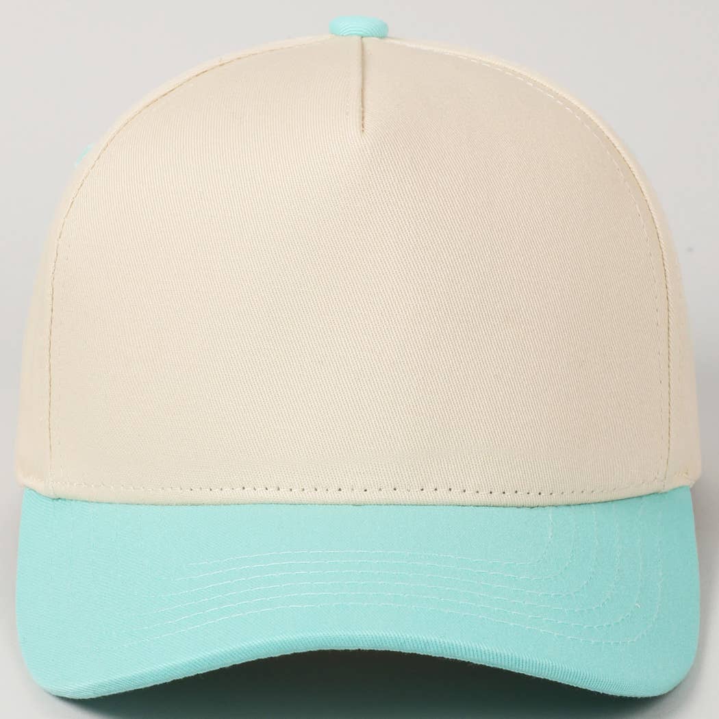 Kids Plain Two Tone Canvas Cotton Baseball Cap : LT PINK / ONE SIZE