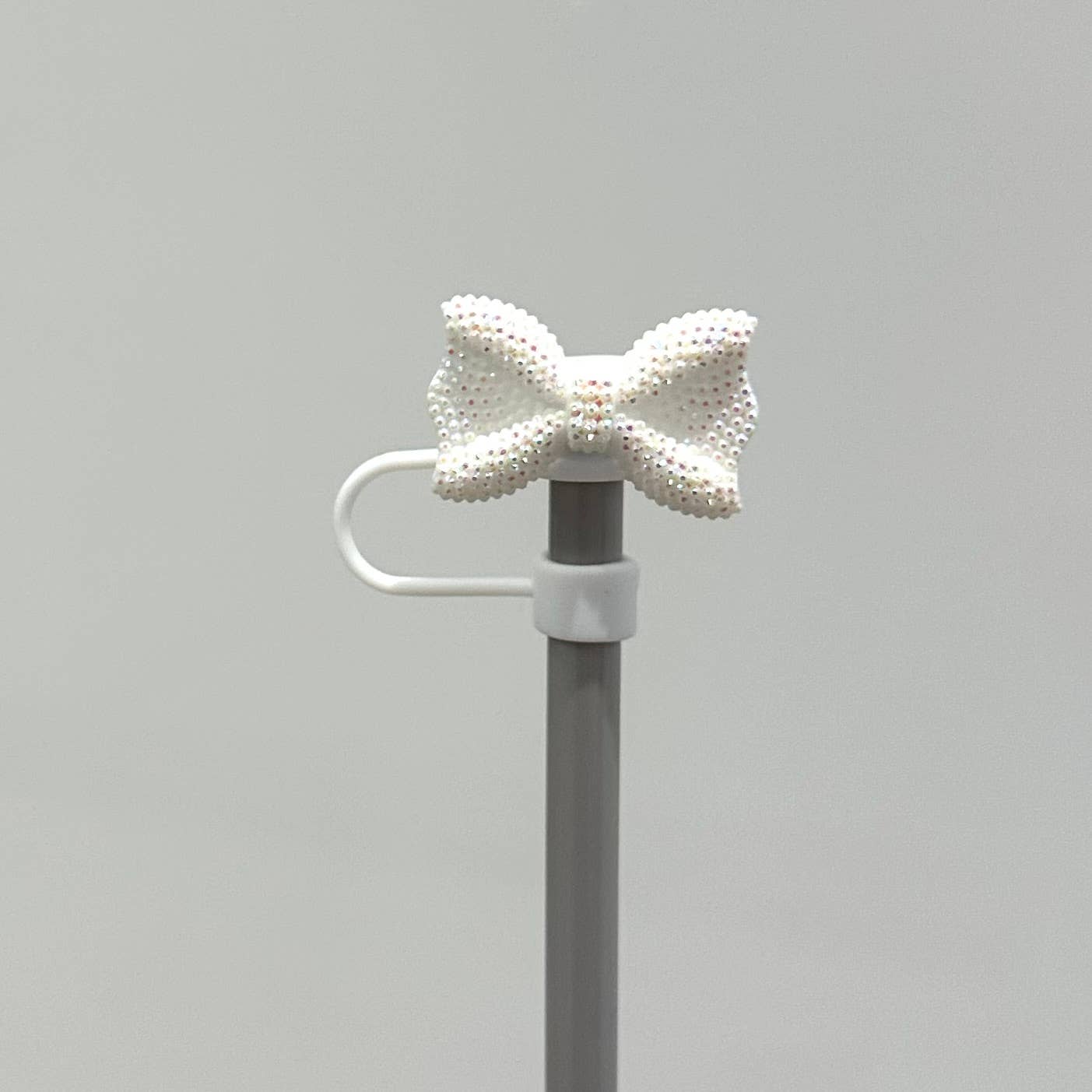 Straw Cover Acrylic Bow Coquette White 10mm