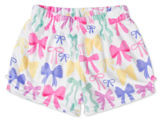 PRETTY BOWS PLUSH SHORTS (SMALL - 6-8)