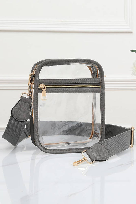 Clear PU Cross Body Mini Bag: Gray