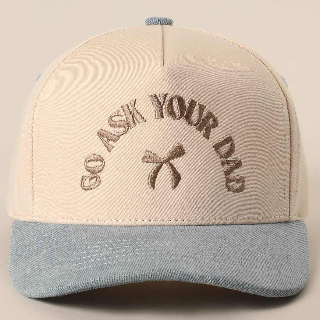 GO ASK YOUR DAD Embroidery Two-Tone Trucker Hat: DENIM / One Size