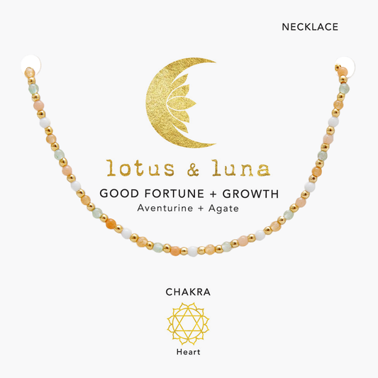 Good Fortune + Growth 2mm Healing Necklace (Gold)