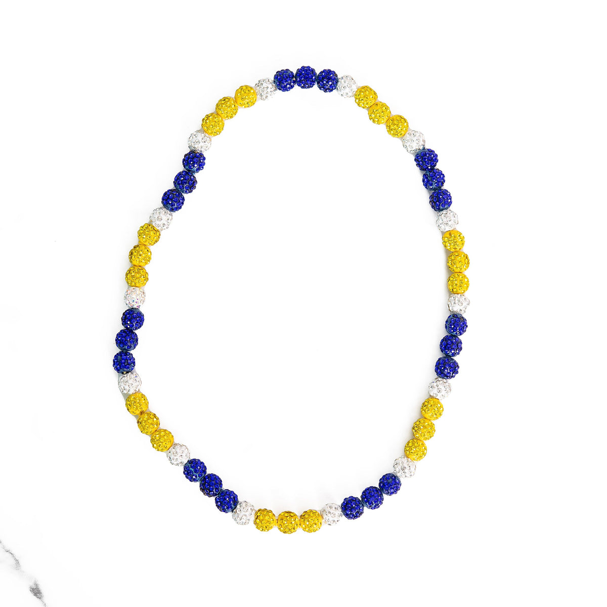 Bling Baseball Necklace: Yellow Blue and White
