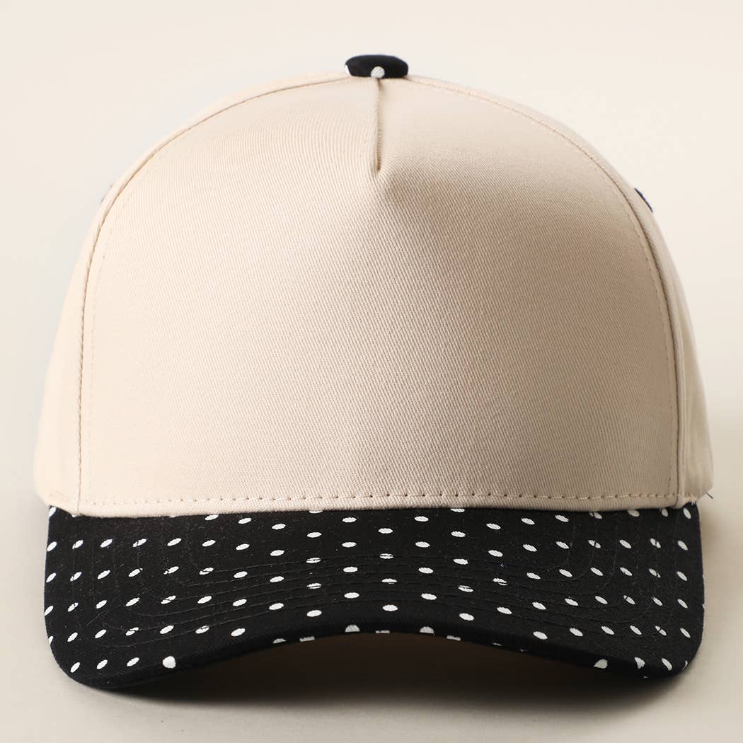 SMALL POLKA DOT Brim Two-Tone Trucker Hat: BRN / One Size