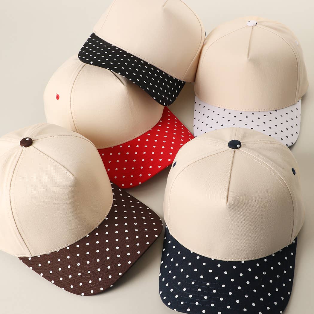 SMALL POLKA DOT Brim Two-Tone Trucker Hat: BRN / One Size