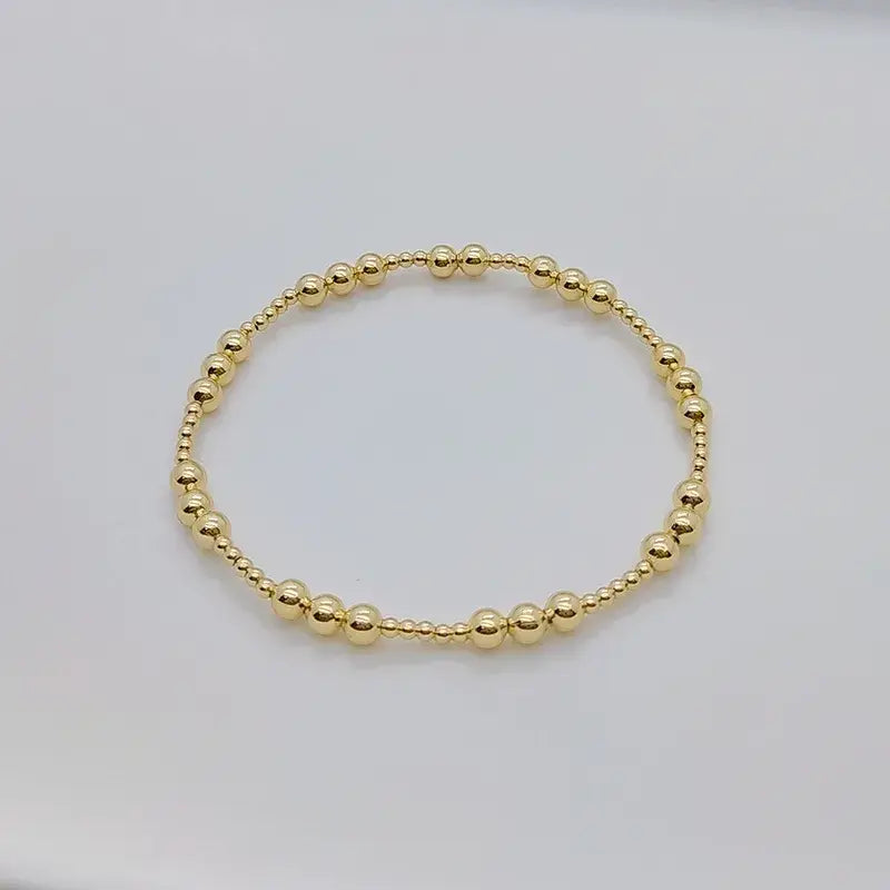 Gold Plated Geometric Classic Bracelets Stretch Elastic: Style D 3 Small Balls Medium