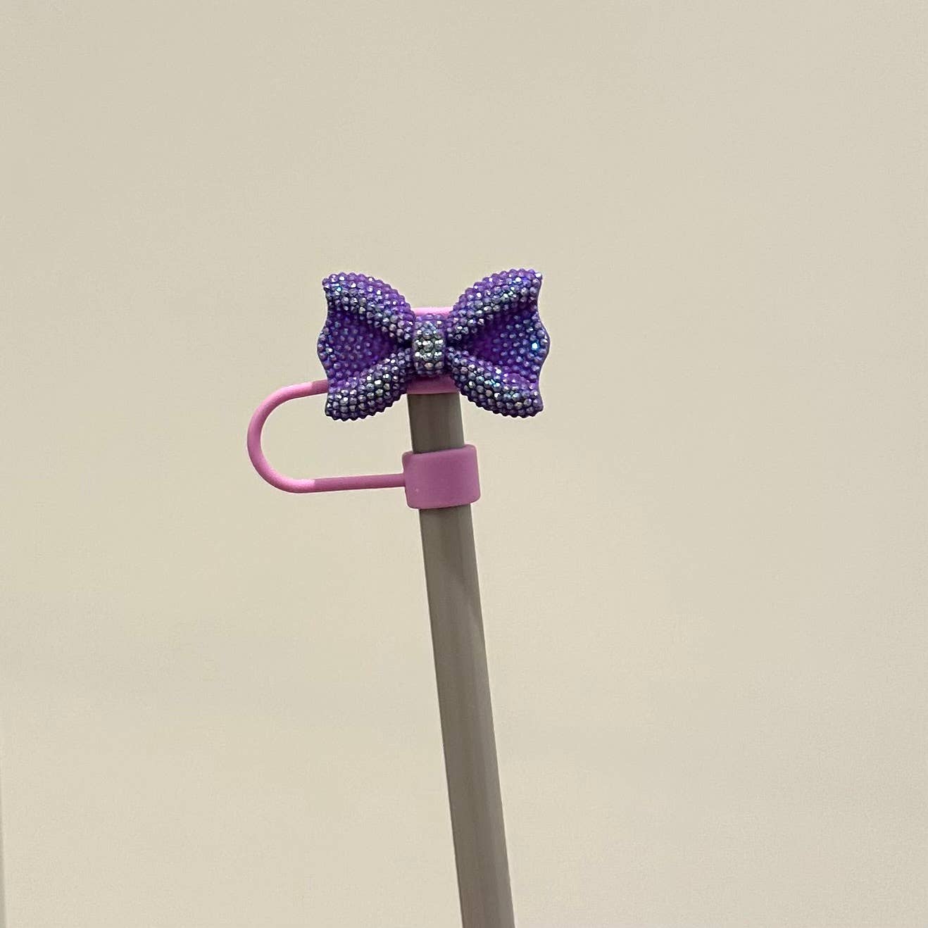 Straw Cover Acrylic Bow Coquette Purple 10mm