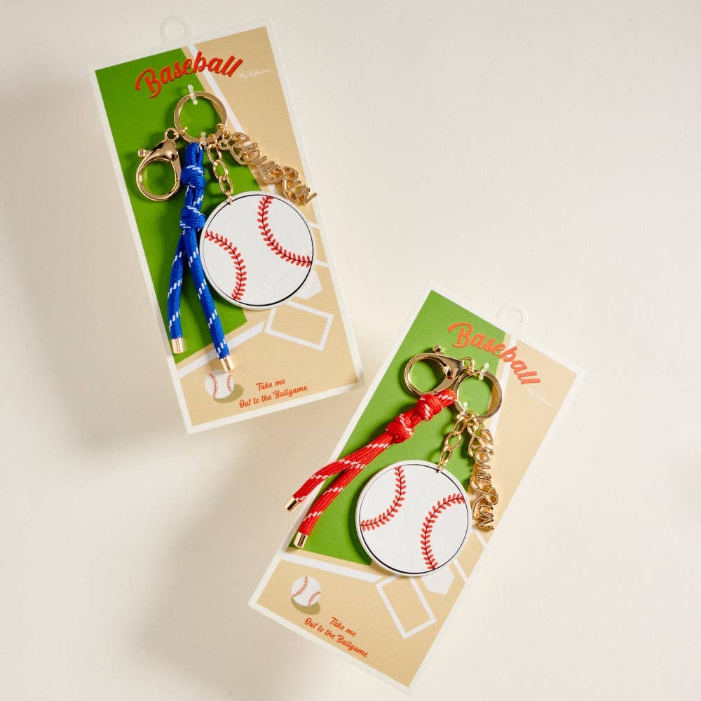 7 Inch Leather Baseball Homerun Charm Keychain Bag Charm: Blue / ONE