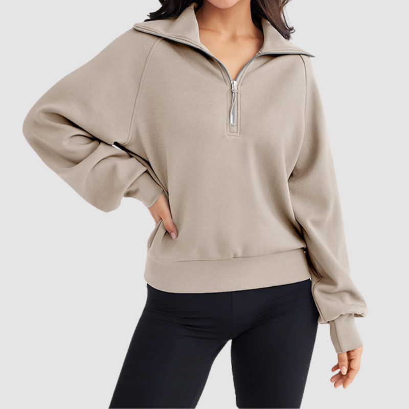 Wholesale Half-Zip Stand Collar Solid Color Sweatshirt: Navy / L