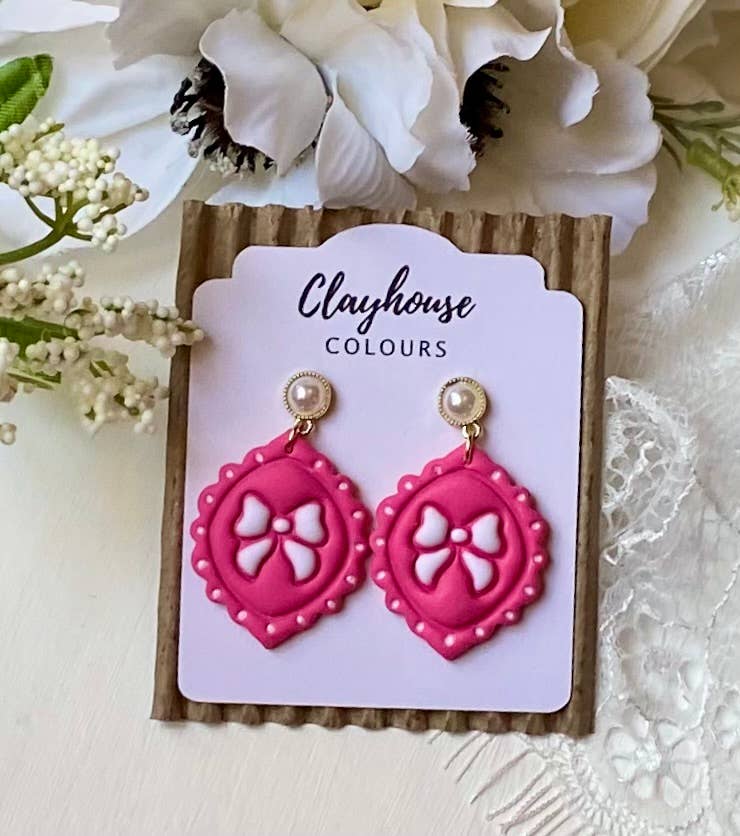 Bow Earrings : Hoop Light Pink
