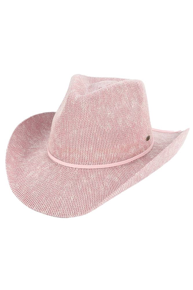 C.C Metallic Band Trim Cowboy Hat: Beige