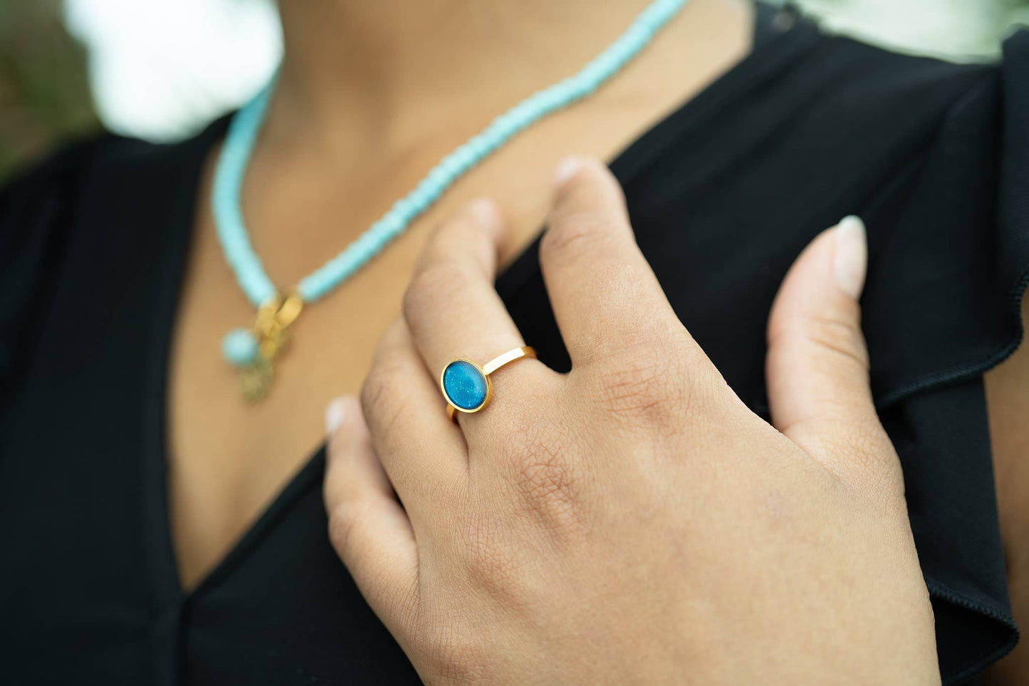 18K Gold PVD Stainless Steel Mood Ring : 4