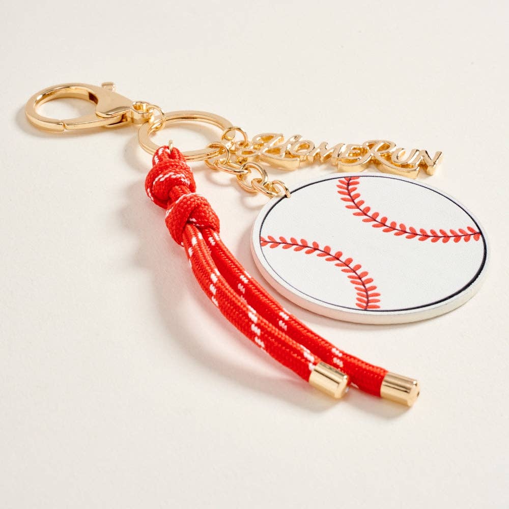 7 Inch Leather Baseball Homerun Charm Keychain Bag Charm: Blue / ONE