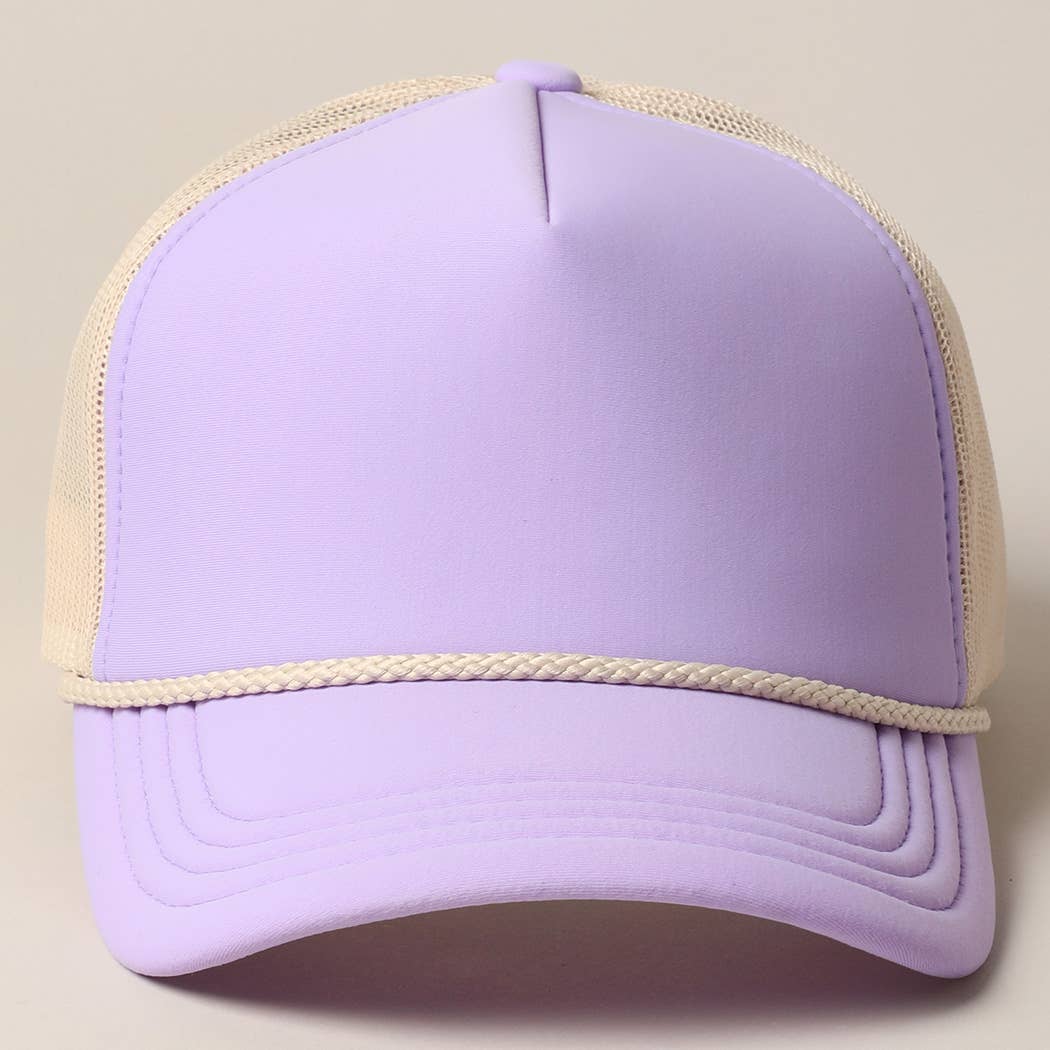Plain Foam Rope Mesh Back Trucker Hat : ROSE-STN / ONESIZE
