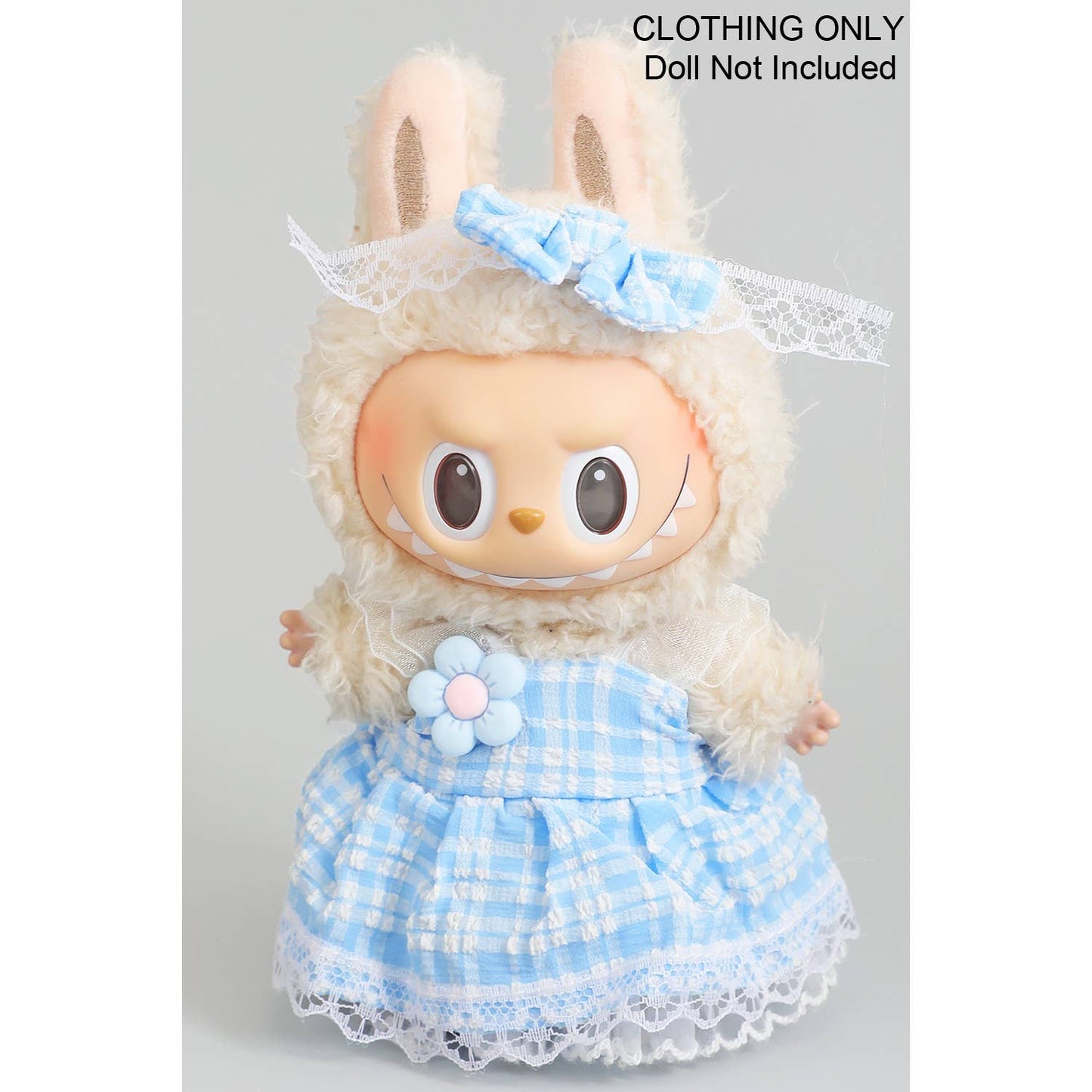 CUTE DRESS AND BOW PIN LABUBU OUTFIT: PINK / 1 SIZE