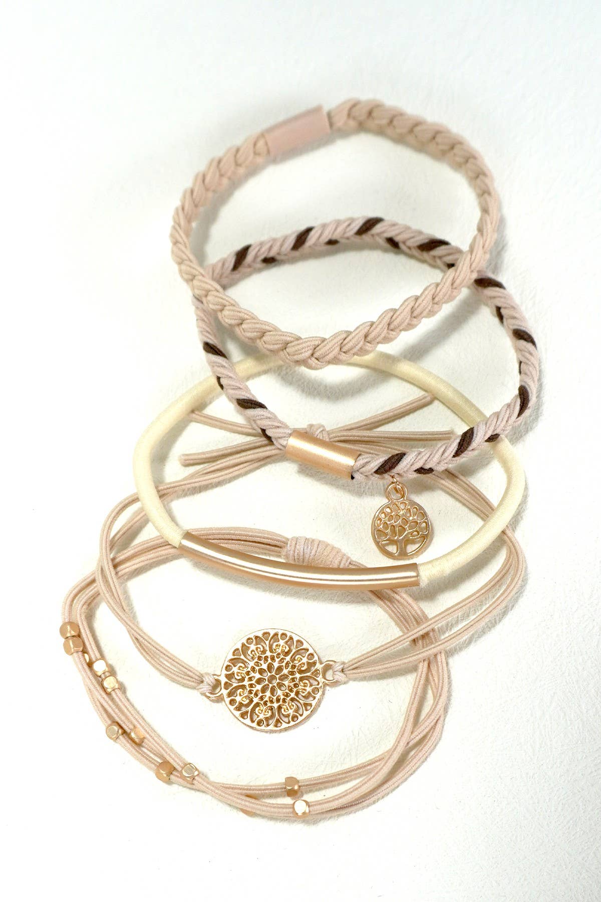 BOHO DUAL FUNCTION KNOT BRACELET HAIR TIES | 40BH100: Pink