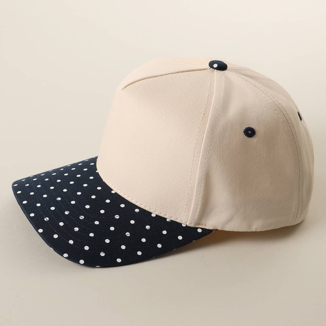 SMALL POLKA DOT Brim Two-Tone Trucker Hat: BRN / One Size