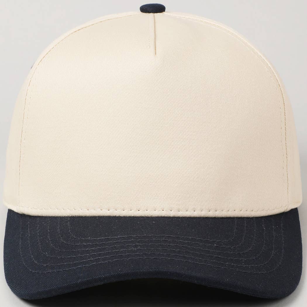 Plain Two-Tone Canvas Cotton Trucker Hat: SKY BLUE / ONE SIZE