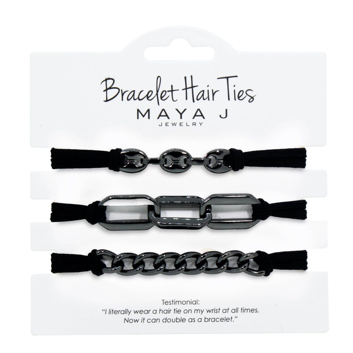 2-in-1 Bracelet Hair Tie Set - Classic - 3 Pc Set - 10 Pack: Chocolate w/ Beige Band