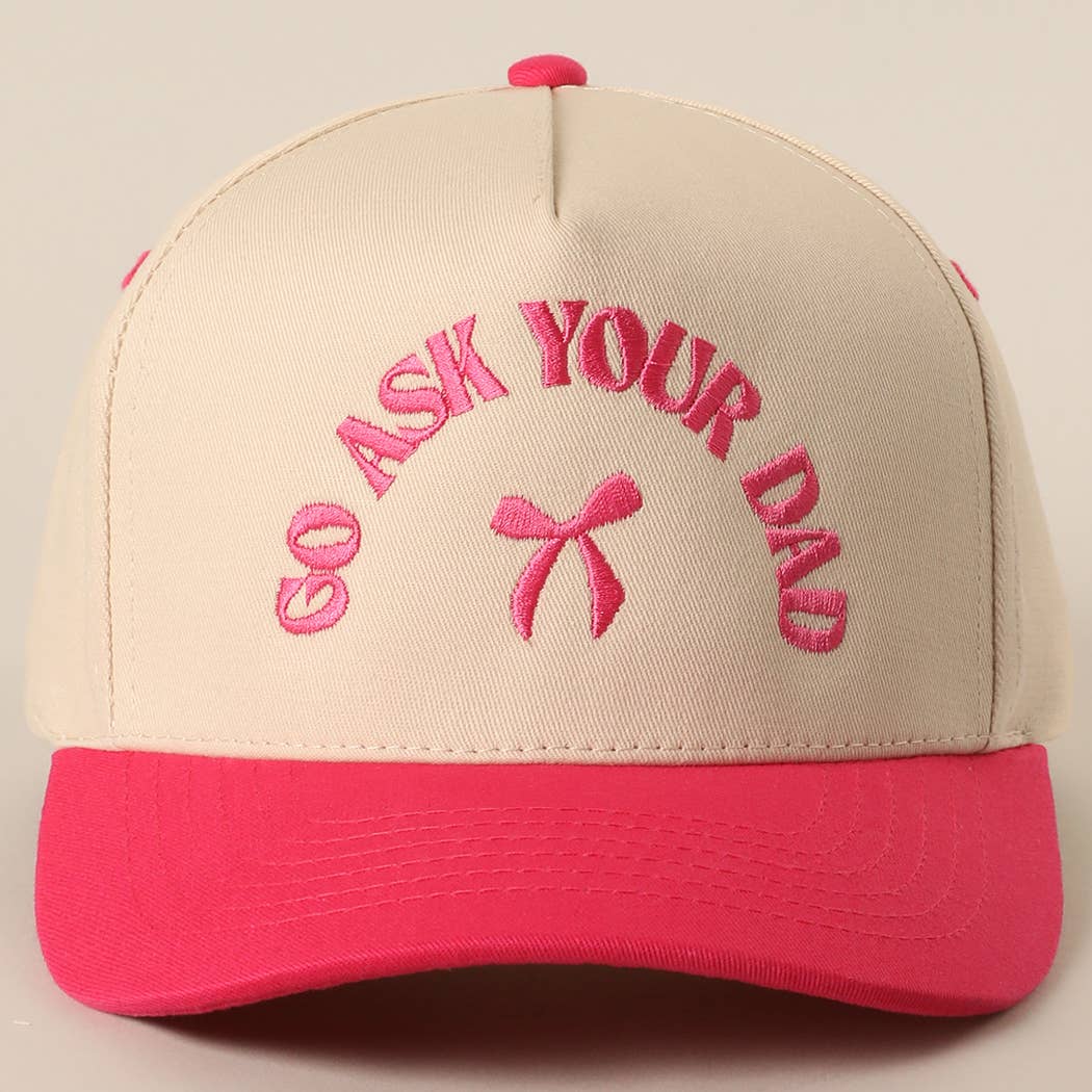 GO ASK YOUR DAD Embroidery Two-Tone Trucker Hat: DENIM / One Size