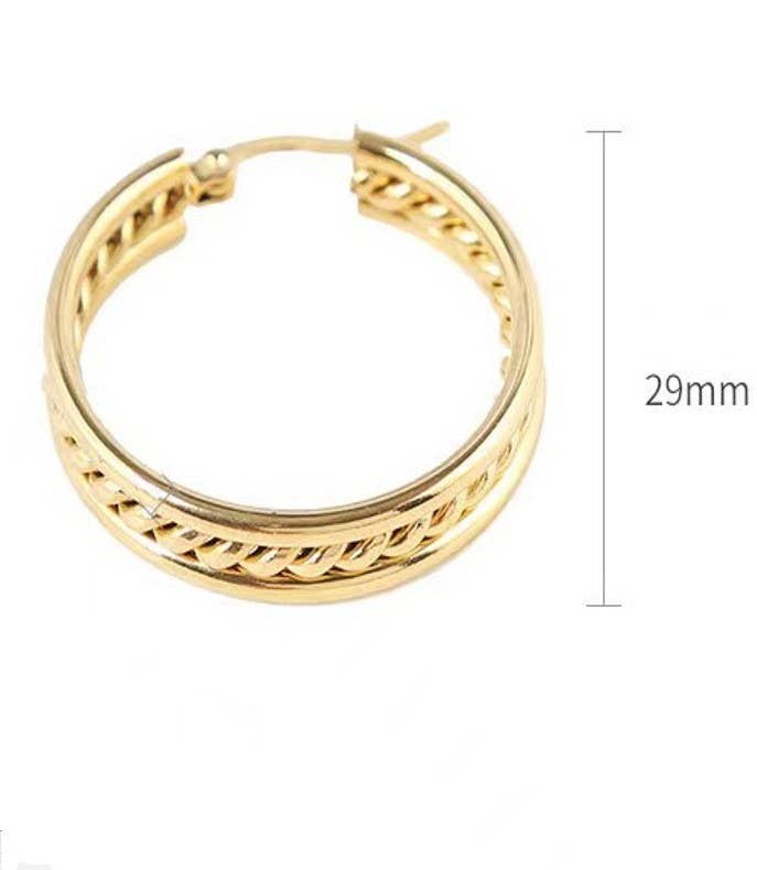 18K STAINLESS STEEL WATERPROOF TARNISH FREE HOOPS | 40E318: Gold
