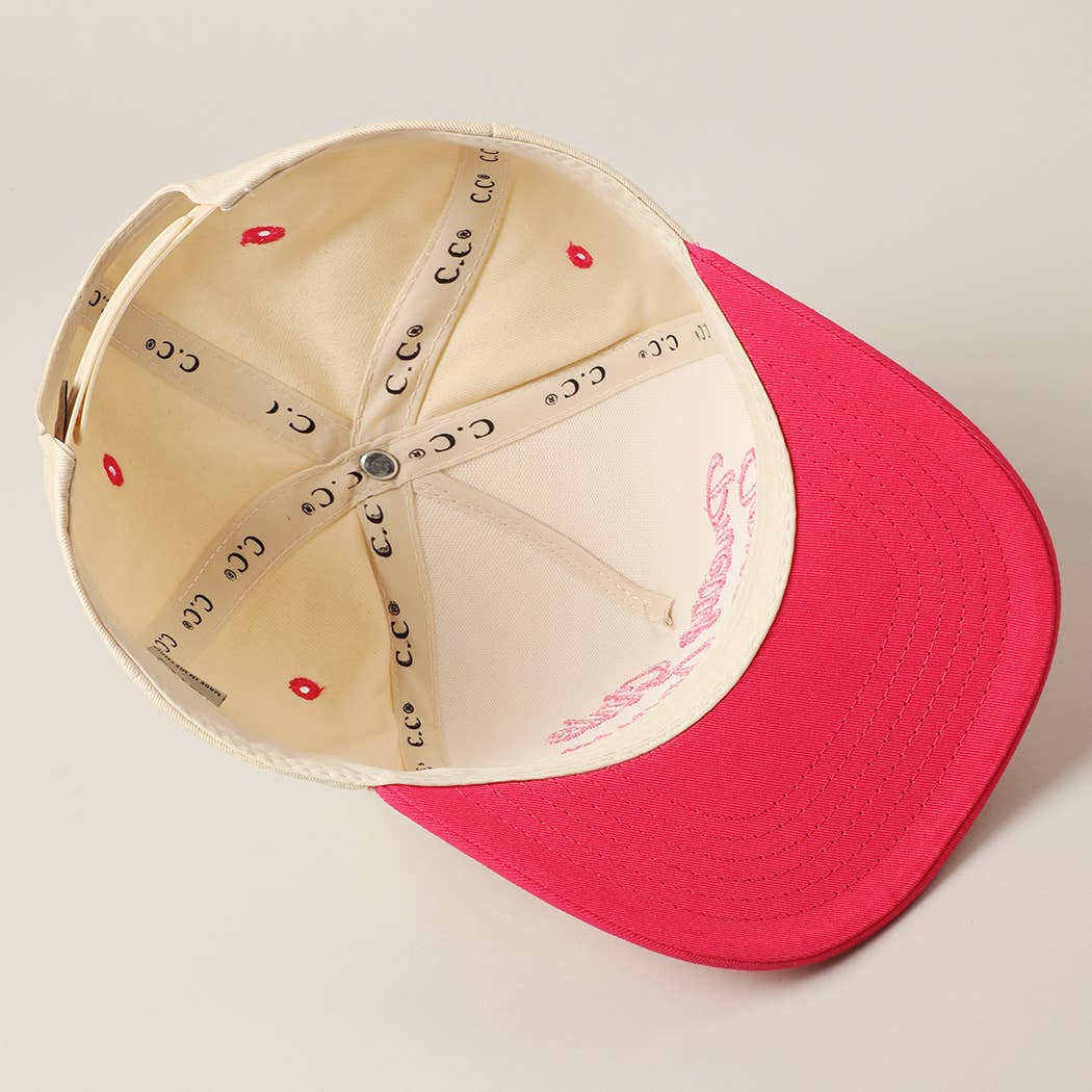 Pretty Girls Love Jesus Embroidery Trucker Hat: LT PINK / ONE SIZE