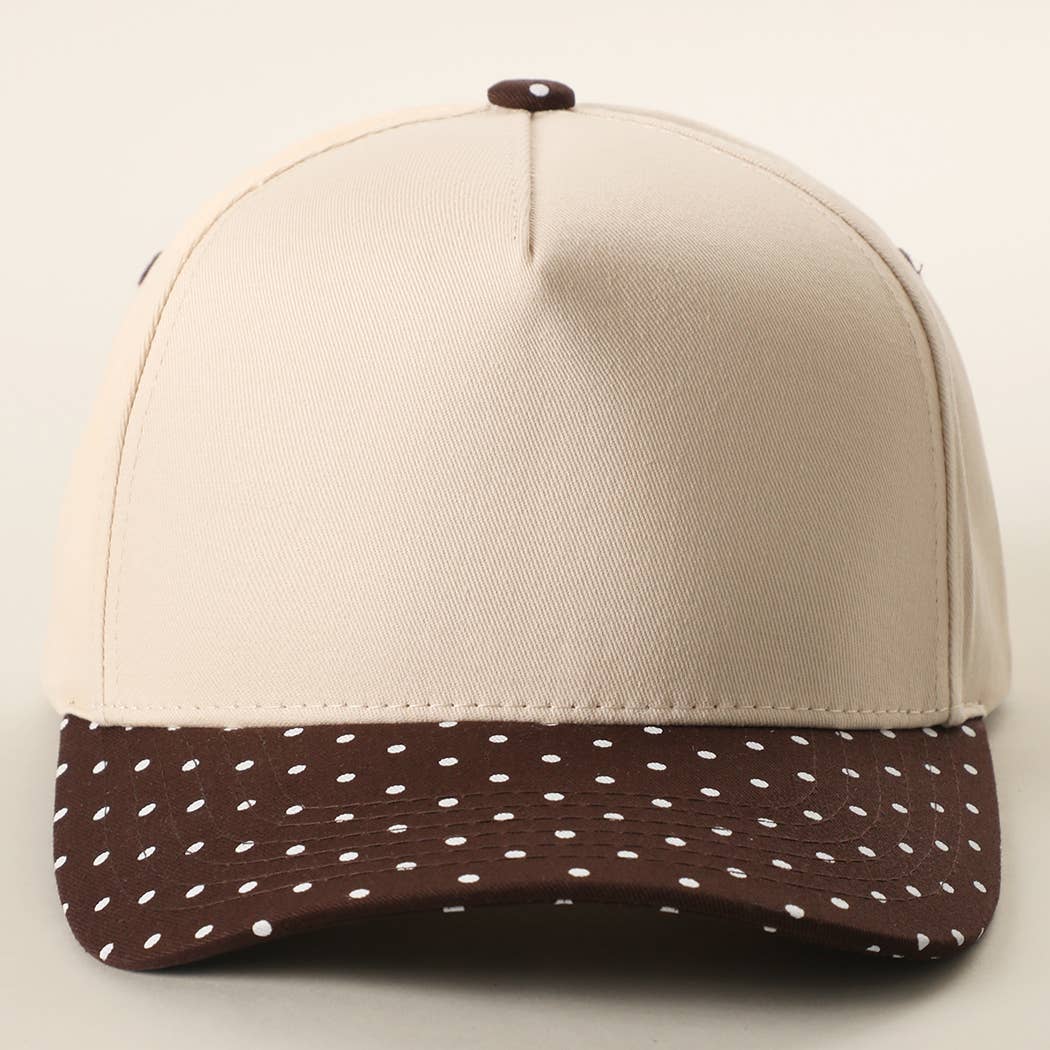 SMALL POLKA DOT Brim Two-Tone Trucker Hat: BRN / One Size