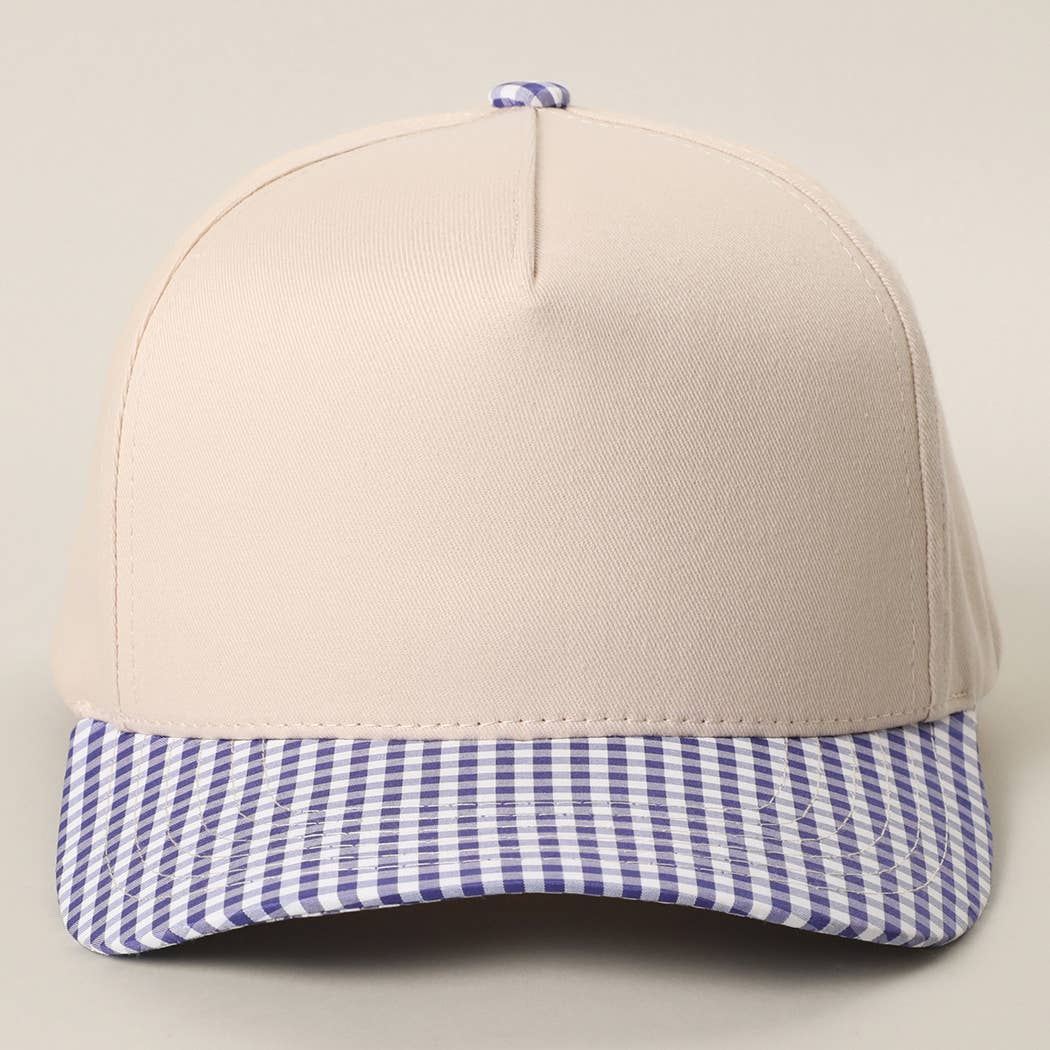Small Gingham Check Two-Tone Trucker Hat: KHAKI / ONE SIZE