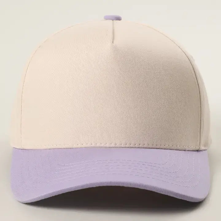 Kids Plain Two Tone Canvas Cotton Baseball Cap : LT PINK / ONE SIZE