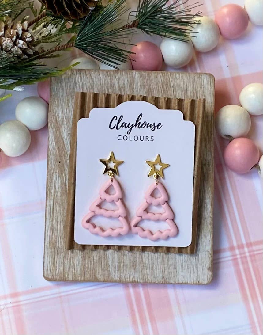 Christmas Tree Clay Earrings: Green